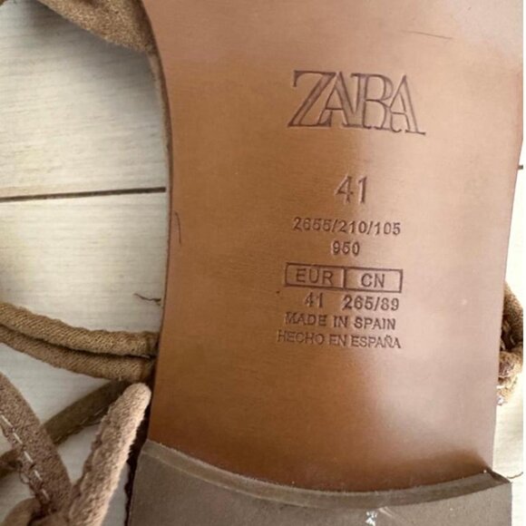 Greek-inspired lace-up sandals in soft faux suede with gold button details - Picture 6 of 7